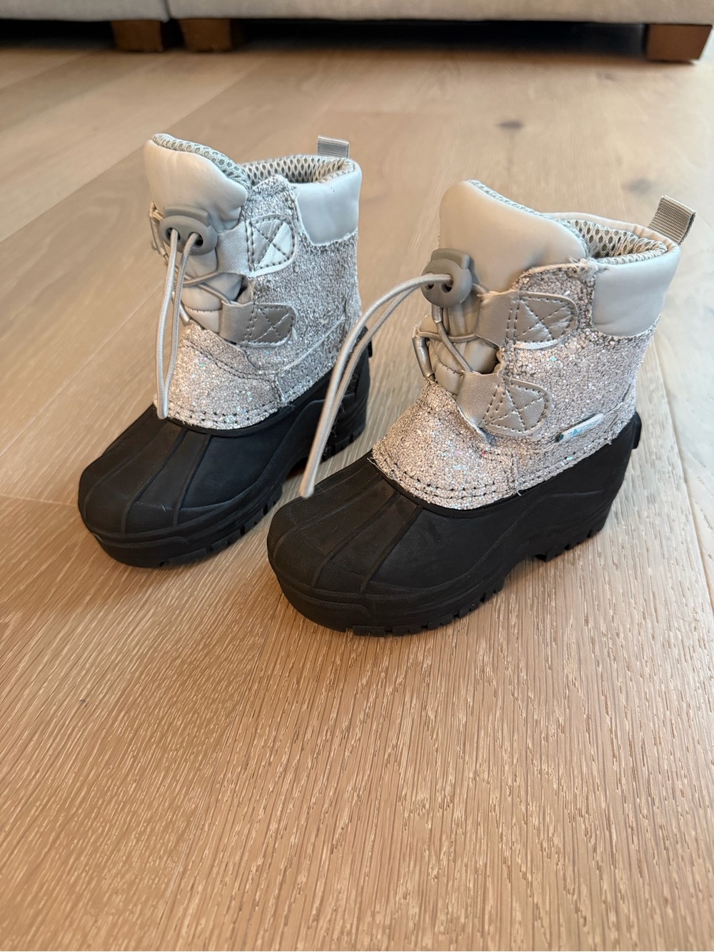 Zoogs Girls Silver Glitter Snow Boots Black Size 9